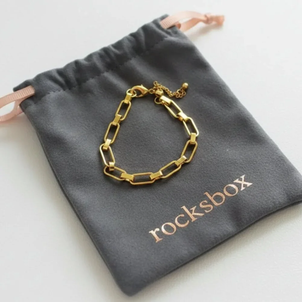 161. Rocksbox Gold Plated Bracelet – Elegant Adjustable Chain Jewelry Accessory